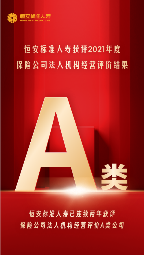  恒安标准人寿获评2021年度保险公司经营评价A类公司